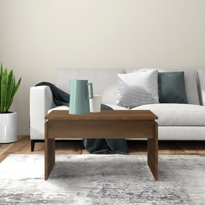 Table basse Chêne marron 68x50x38 cm Bois d'ingénierie – Image 2