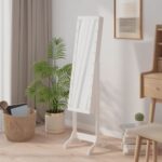 Miroir sur pied blanc avec LED blanc 34x37x146 cm – Image 2