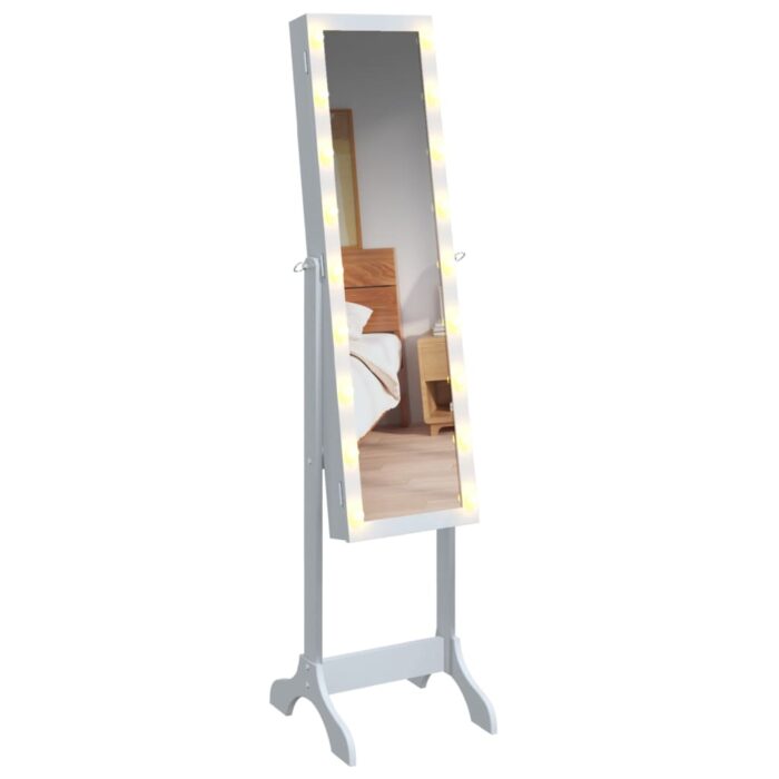 Miroir sur pied blanc avec LED blanc 34x37x146 cm – Image 4