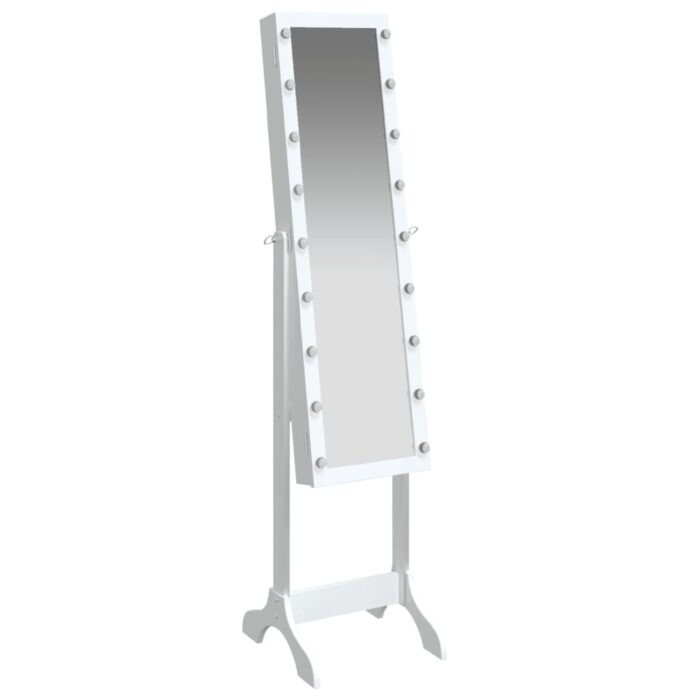 Miroir sur pied blanc avec LED blanc 34x37x146 cm – Image 6