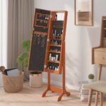 Miroir sur pied blanc avec LED 34x37x146 cm – Image 3