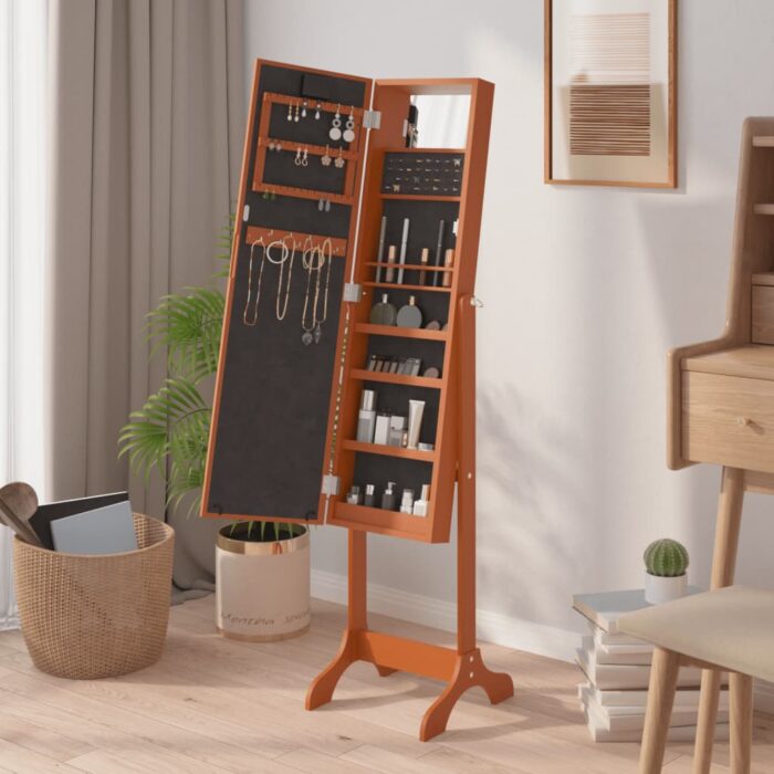 Miroir sur pied blanc avec LED 34x37x146 cm – Image 3