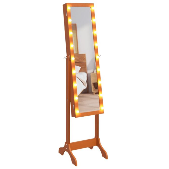 Miroir sur pied blanc avec LED 34x37x146 cm – Image 4