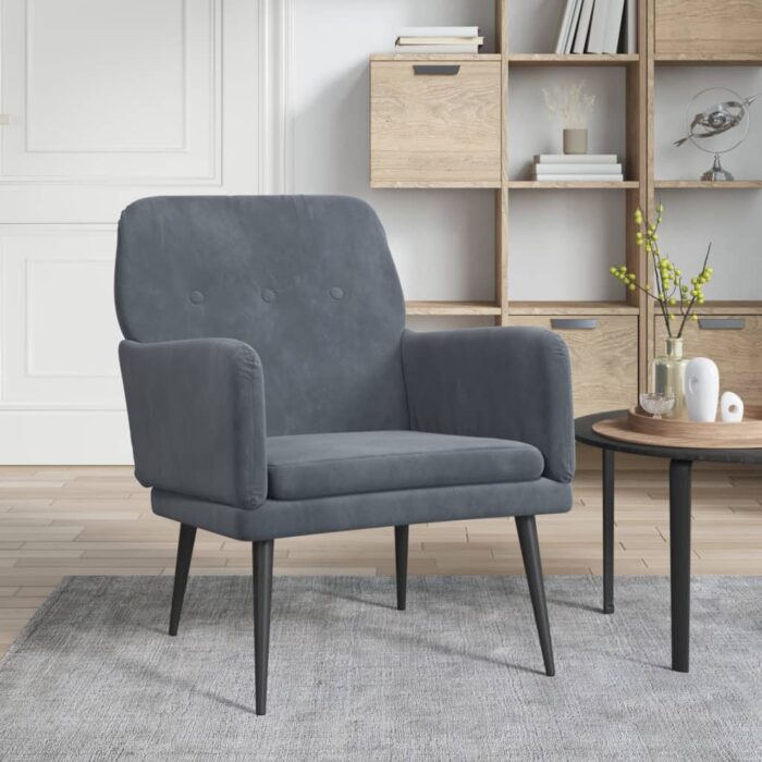 Fauteuil Gris foncé 62x79x79 cm Velours – Image 1