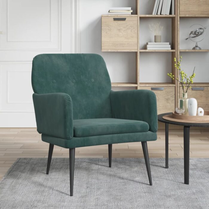 Fauteuil Vert foncé 62x79x79 cm Velours – Image 1