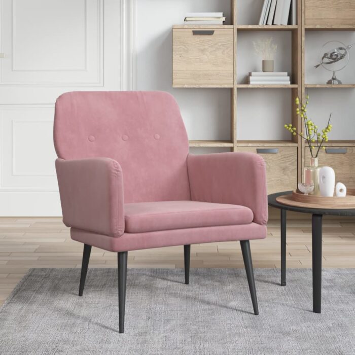 Fauteuil Rose 62x79x79 cm Velours – Image 1