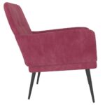 Fauteuil Rouge bordeaux 62x79x79 cm Velours – Image 2