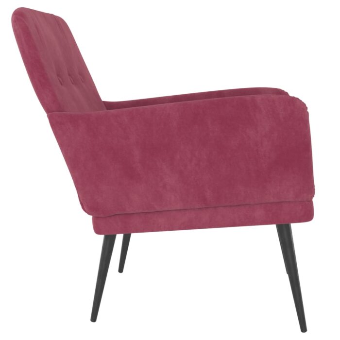 Fauteuil Rouge bordeaux 62x79x79 cm Velours – Image 2
