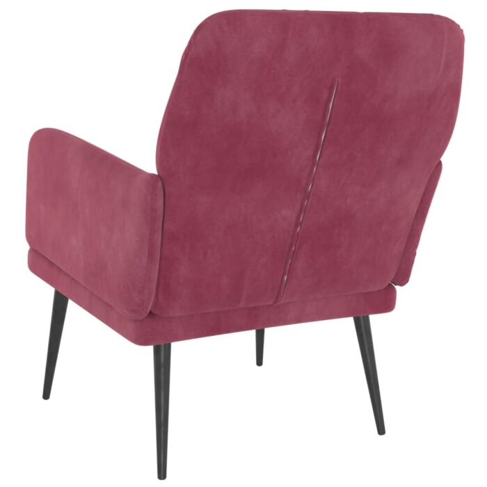 Fauteuil Rouge bordeaux 62x79x79 cm Velours – Image 3