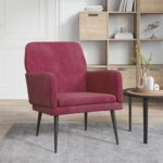 Fauteuil Rouge bordeaux 62x79x79 cm Velours