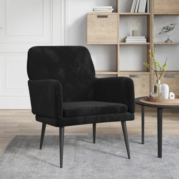 Fauteuil Noir 62x79x79 cm Velours – Image 1