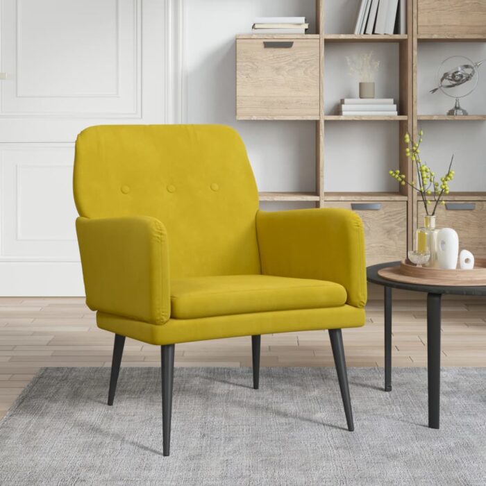 Fauteuil Jaune 62x79x79 cm Velours – Image 1