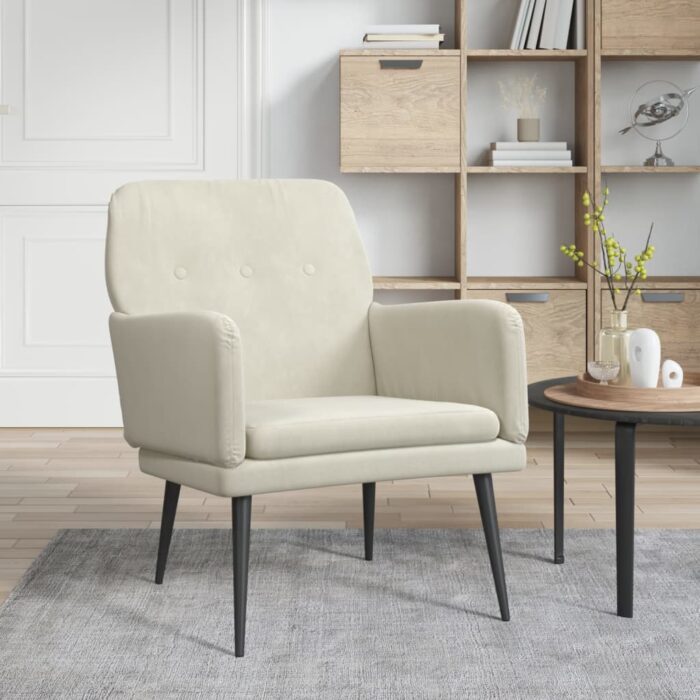 Fauteuil Crème 62x79x79 cm Velours – Image 1
