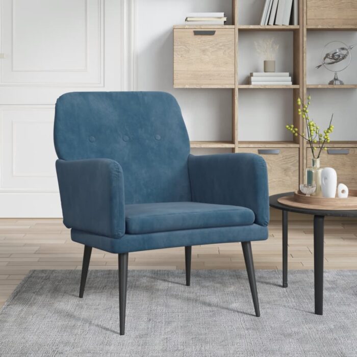 Fauteuil Bleu 62x79x79 cm Velours – Image 1