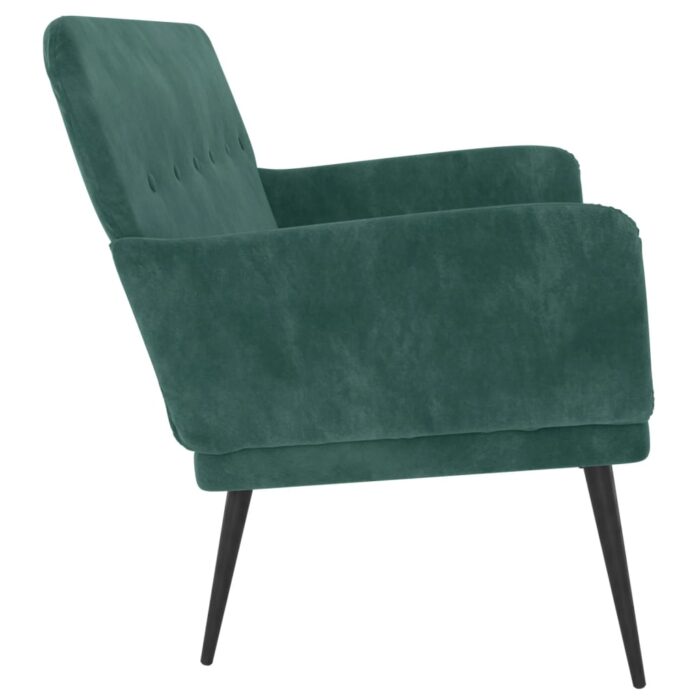 Banc Vert foncé 108x79x79 cm Velours – Image 2