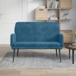Banc Bleu 108x79x79 cm Velours