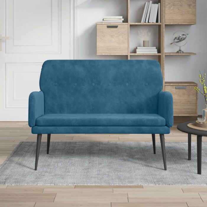 Banc Bleu 108x79x79 cm Velours – Image 1