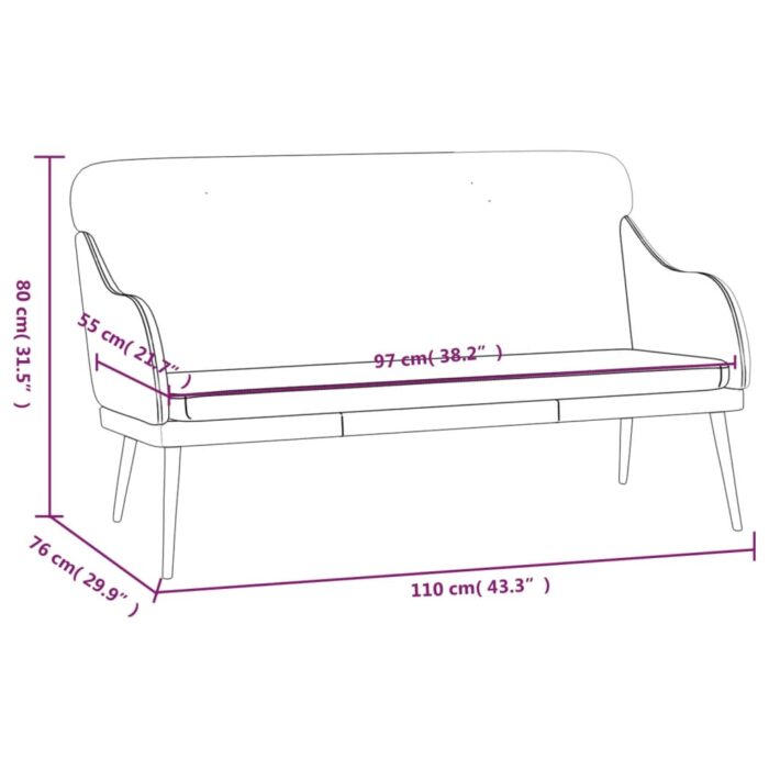 Banc Noir 110x76x80 cm Similicuir – Image 6