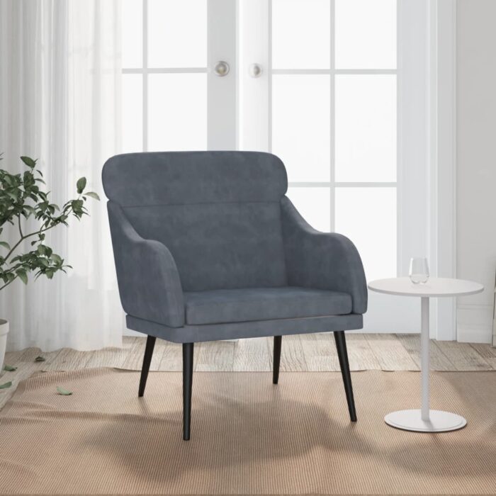 Fauteuil Gris foncé 63x76x80 cm Velours – Image 1
