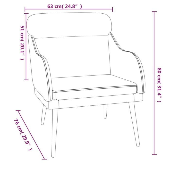 Fauteuil Crème 63x76x80 cm Velours – Image 6
