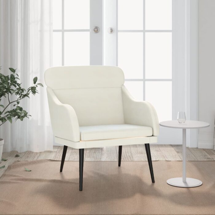 Fauteuil Crème 63x76x80 cm Velours – Image 1