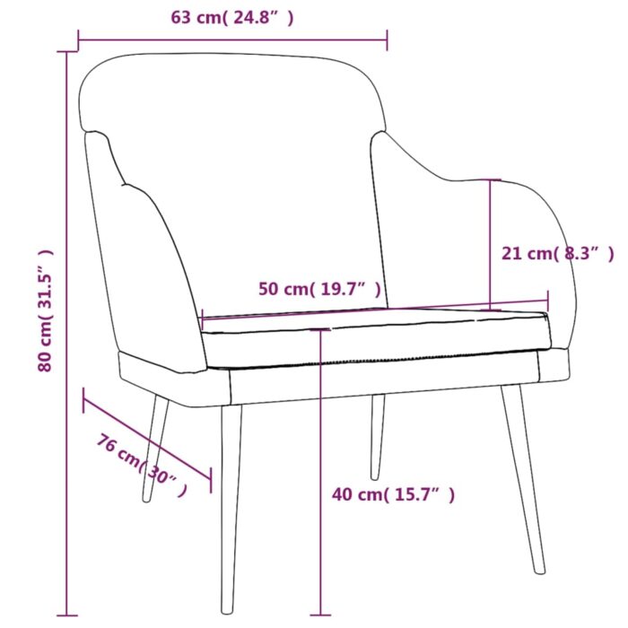 Fauteuil Crème 63x76x80 cm Velours – Image 6