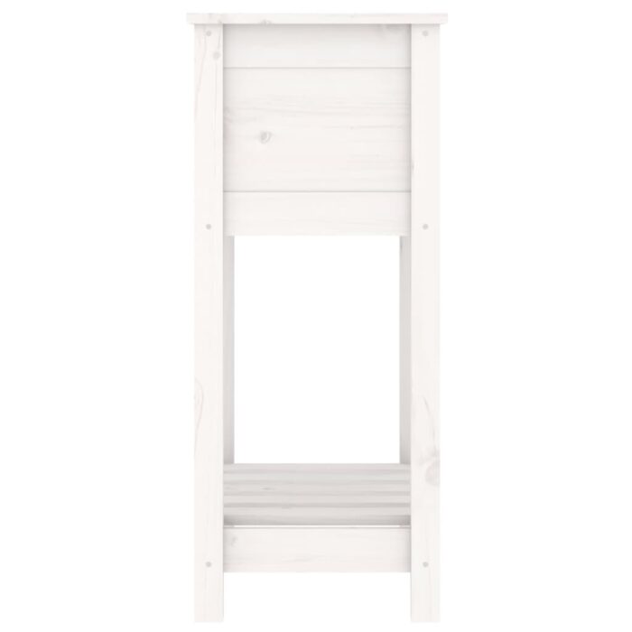 Jardinière avec étagère Blanc 54x34,5x81 cm Bois massif de pin – Image 4