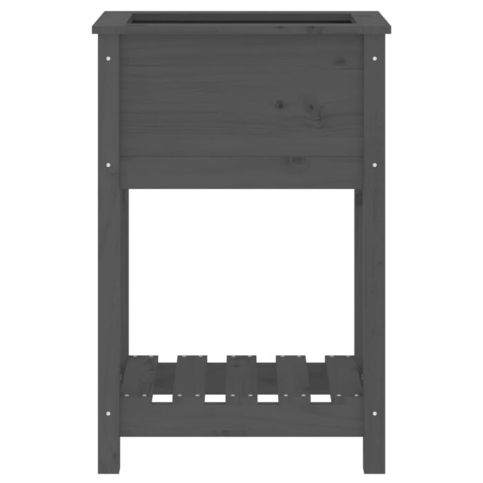Jardinière avec étagère Gris 54x34,5x81 cm Bois massif de pin – Image 3