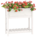 Jardinière avec étagère Blanc 82,5x34,5x81cm Bois massif de pin – Image 2