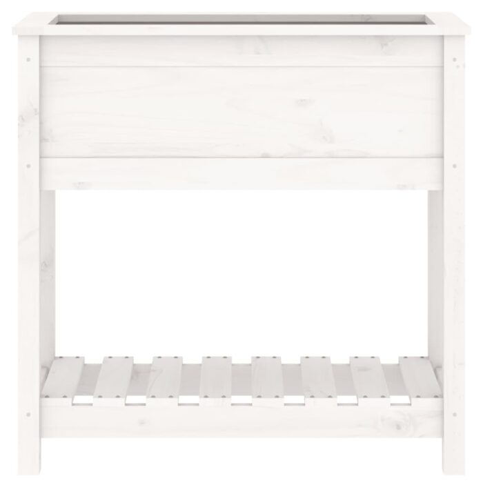 Jardinière avec étagère Blanc 82,5x34,5x81cm Bois massif de pin – Image 3