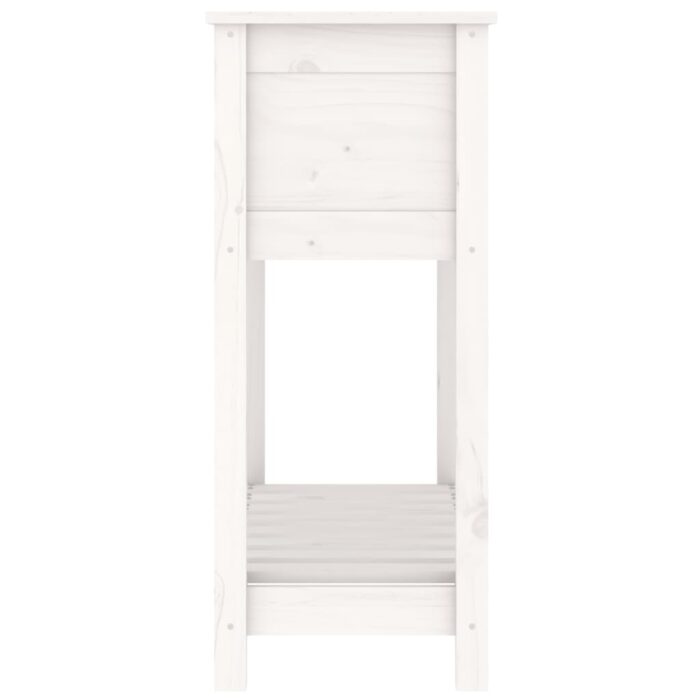 Jardinière avec étagère Blanc 82,5x34,5x81cm Bois massif de pin – Image 4