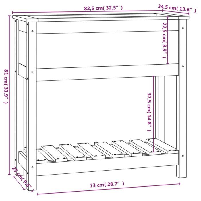 Jardinière avec étagère Marron miel 82,5x34,5x81 cm Bois de pin – Image 6