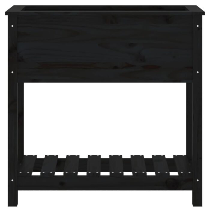 Jardinière avec étagère Noir 82,5x34,5x81 cm Bois massif de pin – Image 3