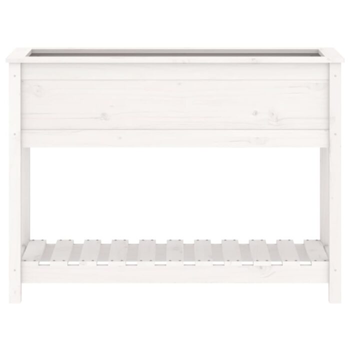 Jardinière et étagère Blanc 111,5x34,5x81 cm Bois massif de pin – Image 3