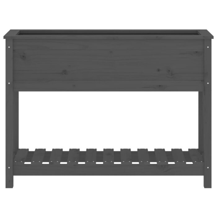 Jardinière avec étagère Gris 111,5x34,5x81cm Bois massif de pin – Image 3