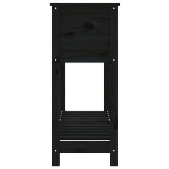 Jardinière avec étagère Noir 111,5x34,5x81cm Bois massif de pin – Image 4
