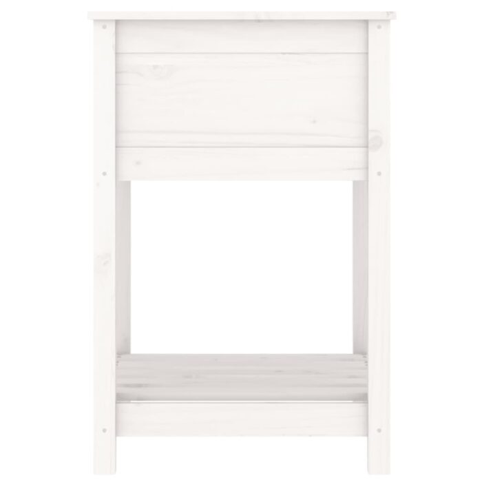 Jardinière avec étagère Blanc 54x54x81 cm Bois massif de pin – Image 4