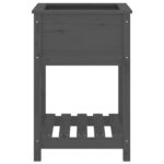 Jardinière avec étagère Gris 54x54x81 cm Bois massif de pin – Image 3