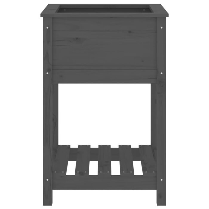 Jardinière avec étagère Gris 54x54x81 cm Bois massif de pin – Image 3