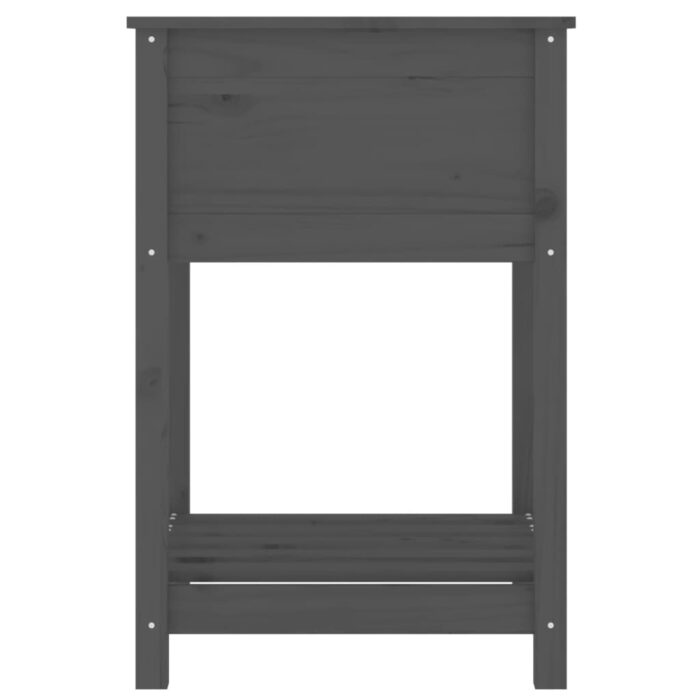 Jardinière avec étagère Gris 54x54x81 cm Bois massif de pin – Image 4