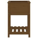 Jardinière avec étagère Marron miel 54x54x81 cm Bois de pin – Image 3
