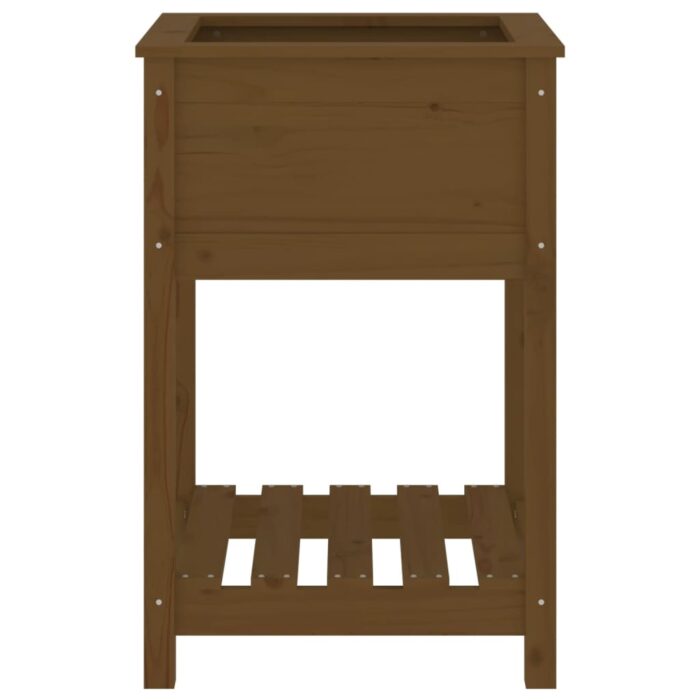 Jardinière avec étagère Marron miel 54x54x81 cm Bois de pin – Image 3