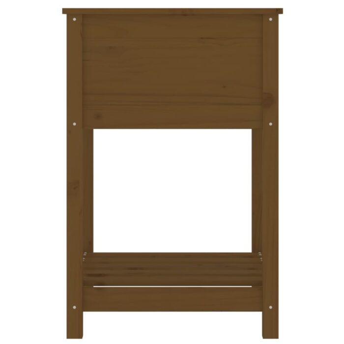 Jardinière avec étagère Marron miel 54x54x81 cm Bois de pin – Image 4