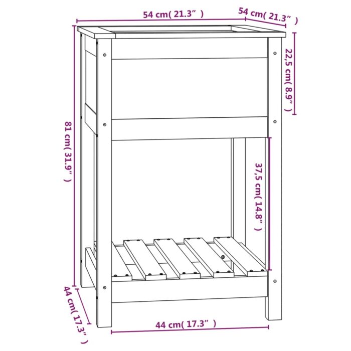 Jardinière avec étagère Marron miel 54x54x81 cm Bois de pin – Image 6