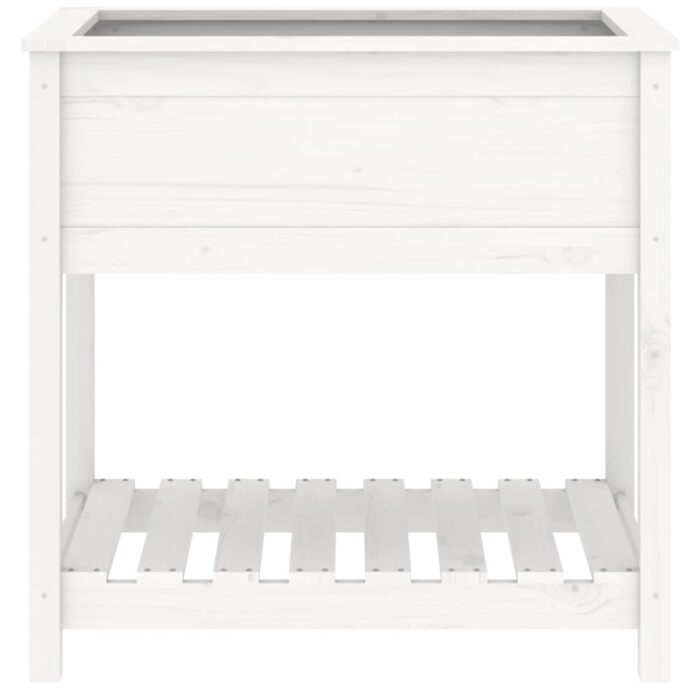 Jardinière avec étagère Blanc 82,5x54x81 cm Bois massif de pin – Image 3