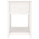 Jardinière avec étagère Blanc 82,5x54x81 cm Bois massif de pin – Image 4