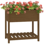 Jardinière avec étagère Marron miel 82,5x54x81 cm Bois de pin – Image 2