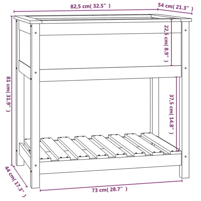 Jardinière avec étagère Marron miel 82,5x54x81 cm Bois de pin – Image 6