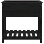 Jardinière avec étagère Noir 82,5x54x81 cm Bois massif de pin – Image 3