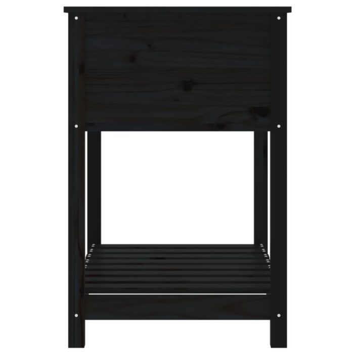 Jardinière avec étagère Noir 82,5x54x81 cm Bois massif de pin – Image 4